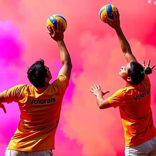 Net Warriors: Indian Volleyball Holi Event Holi event in Net Warriors: Indian Volleyball with colored effects