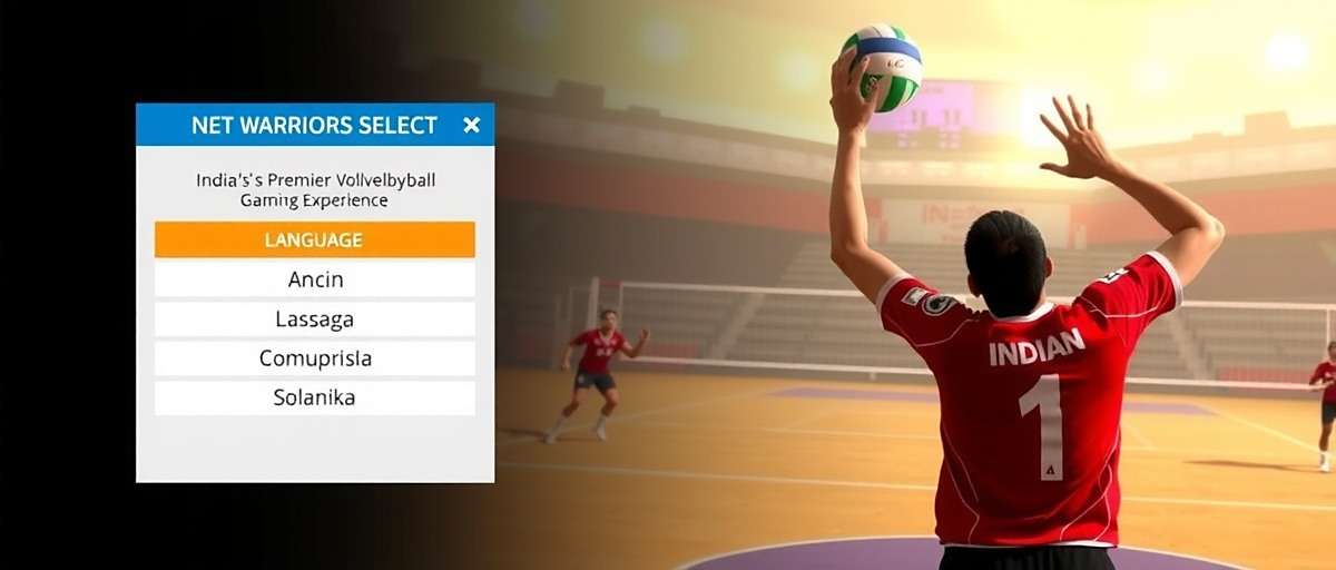 Net Warriors: Indian Volleyball Language Support Net Warriors: Indian Volleyball showing language selection screen with multiple Indian languages